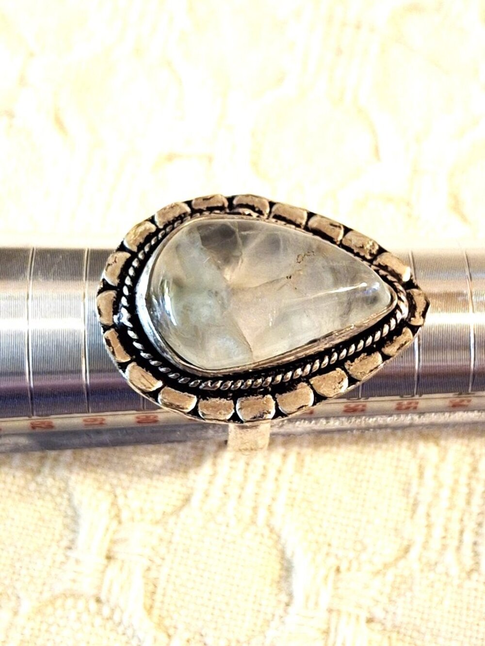 Beautiful Handmade Ethnic Prehnite Gemstone Ring NWOT 347